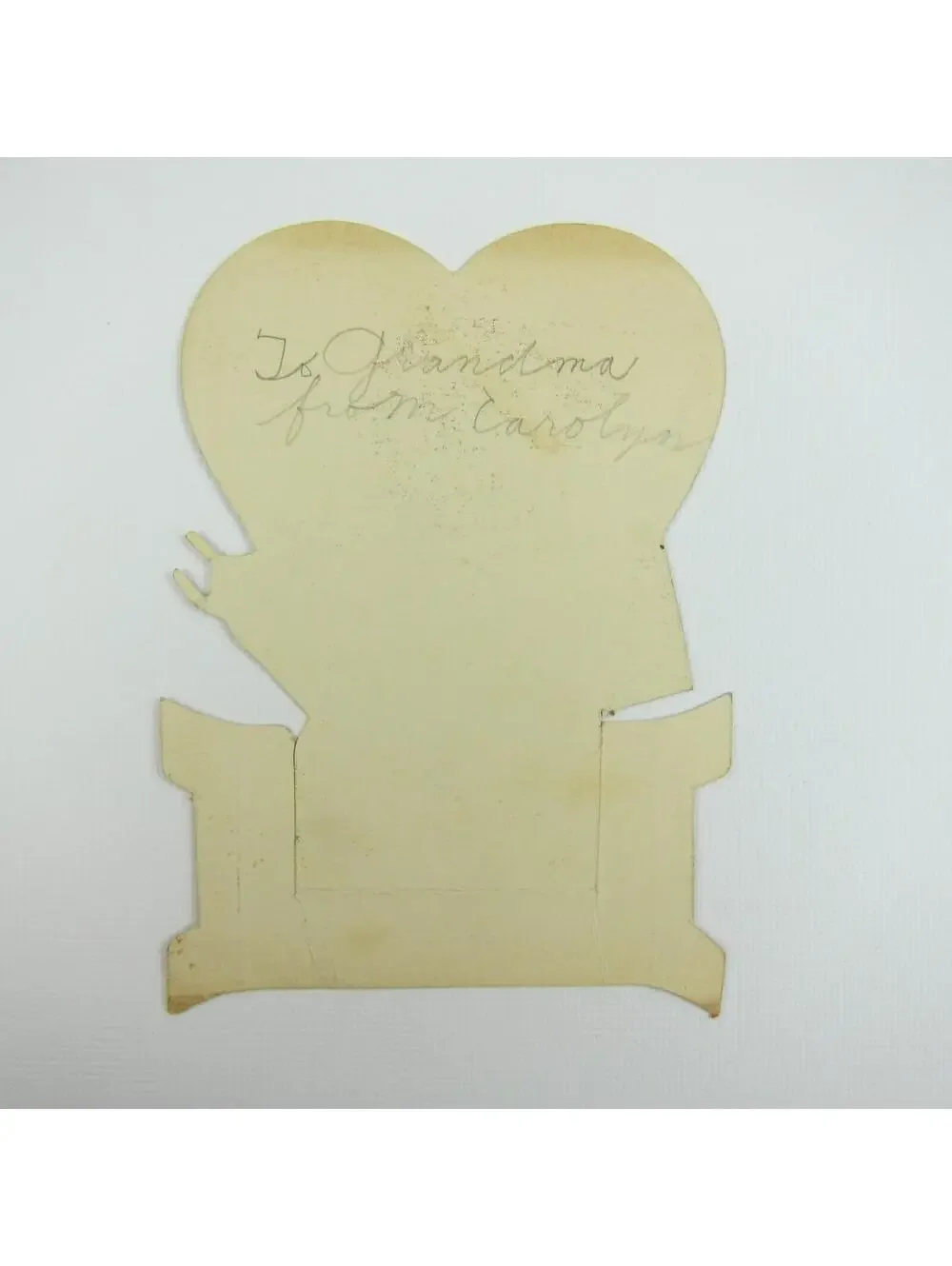 Vintage Valentine Die cut Girl Yellow Dress Writing on Blackboard Chalkboard